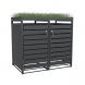 Ecoscape Double Bin Store with Planter - 1320mm x 800mm x 1240mm Charcoal