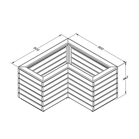 Linear Corner Wooden Planter - 800mm x 800mm