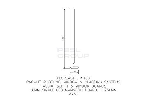 FloPlast Fascia Board - 250mm x 18mm x 5mtr Black Ash Woodgrain