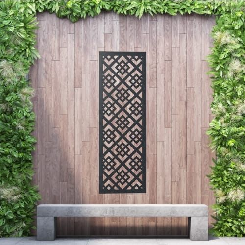 Aluminium Privacy Screen Diamond - Wall Mounted - 1800mm x 600mm Black