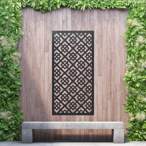 Aluminium Privacy Screen Diamond - Wall Mounted - 1800mm x 900mm Black