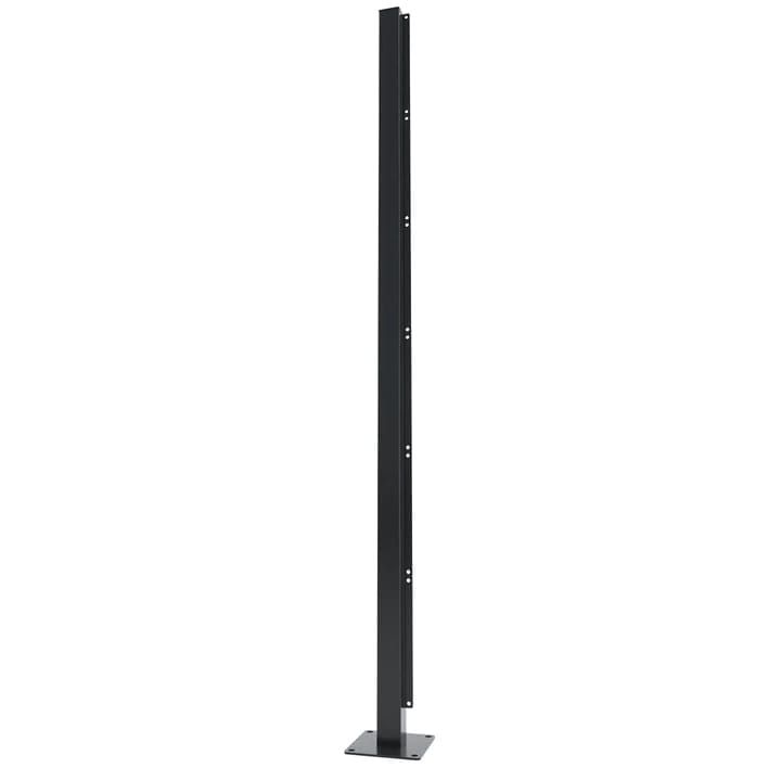 Aluminium Single Post With Base For Privacy Screen - 1200mm x 60mm x 60mm Black