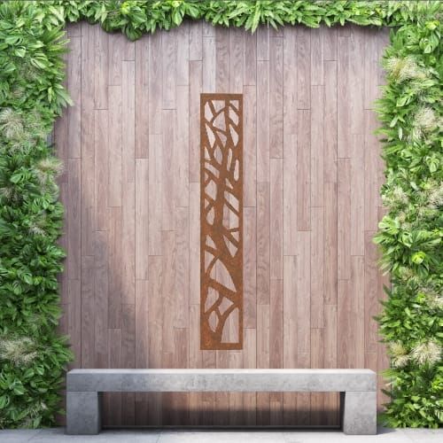 Steel Privacy Screen Woodland - Free Standing - 1800mm x 300mm Steel Corten