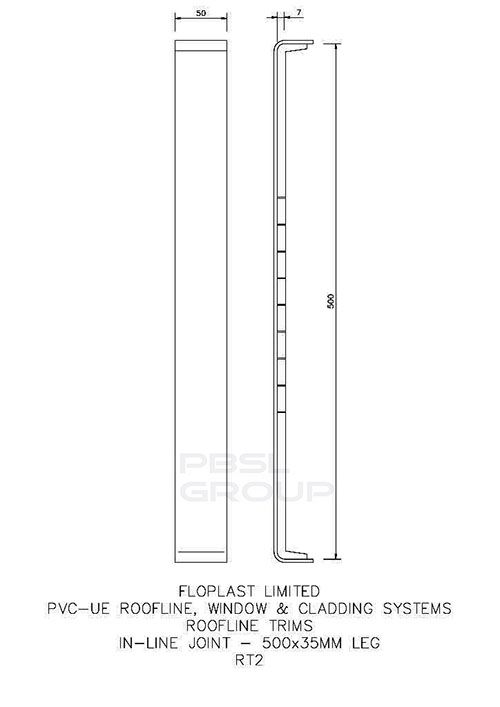 FloPlast Fascia Double End Joint Trim - 500mm x 35mm Black Ash Woodgrain