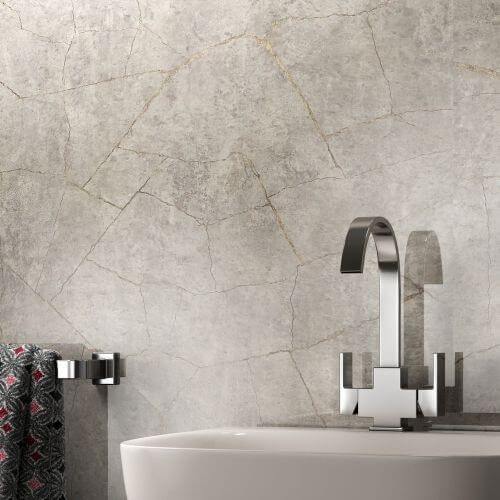 Laminate Shower Wall Panel Square Edge - 900mm x 2440mm x 10.5mm Silver Slate Gloss