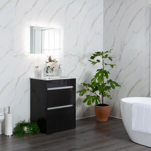 Internal Wall Panel - 250mm x 2600mm x 8mm Carrera Marble White - Pack of 4