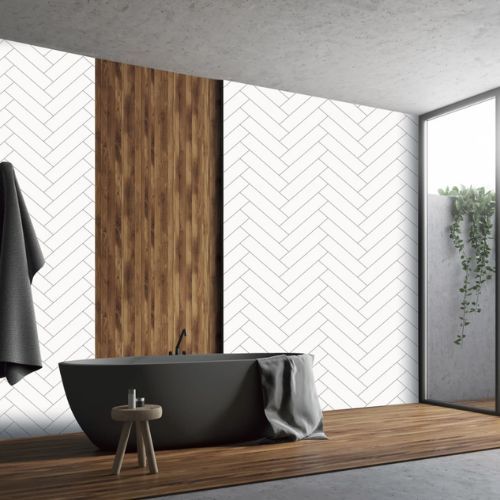 Bathroom Wall Panel - 1000mm x 2400mm x 10mm Chevron White