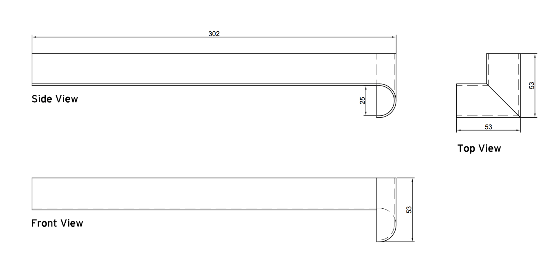 Bullnose Fascia Internal Corner - 300mm x 53mm White