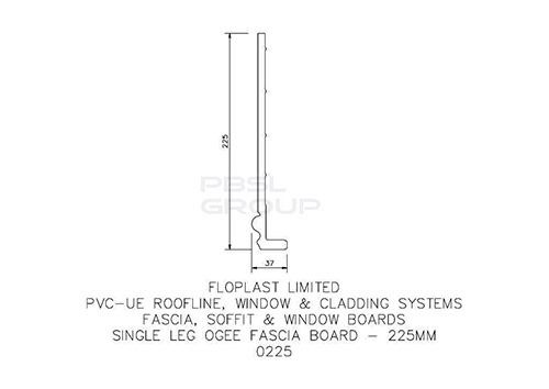 Ogee Cover Board - 225mm x 9mm x 5mtr White