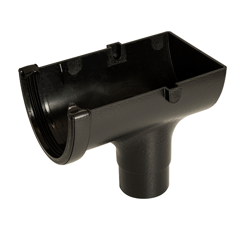 FloPlast Deepflow/ Hi-Cap Gutter Stopend Outlet - 115mm x 75mm Cast Iron Effect