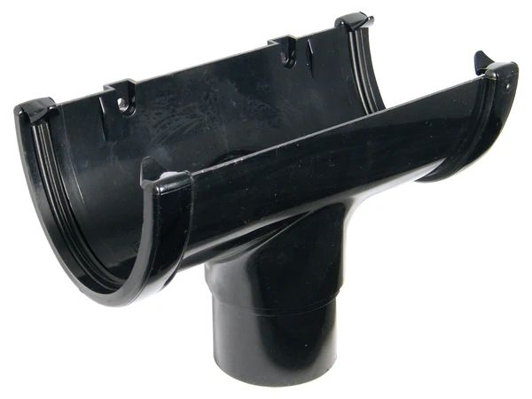 FloPlast Deepflow/ Hi-Cap Gutter Running Outlet for 80mm Downpipe - 115mm x 75mm Black