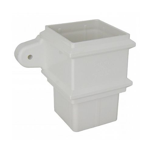 FloPlast Square Downpipe Socket with Fixing Lugs - 65mm White