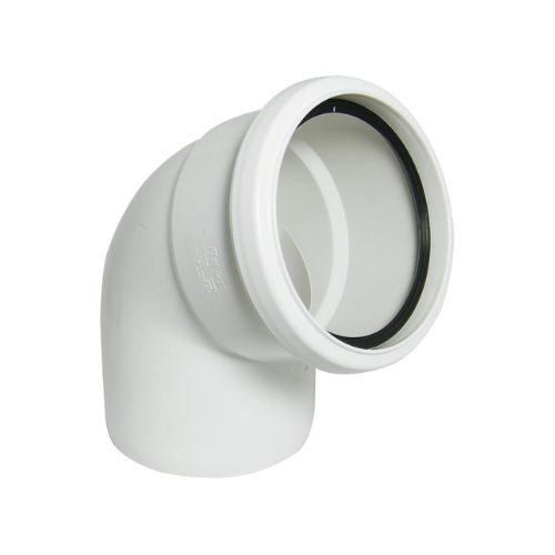 FloPlast Ring Seal Soil Bend Single Socket - 112.5 Degree x 110mm White