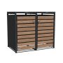 Ecoscape Double Bin Store with Lid - 1320mm x 800mm x 1160mm Charcoal & Woodgrain