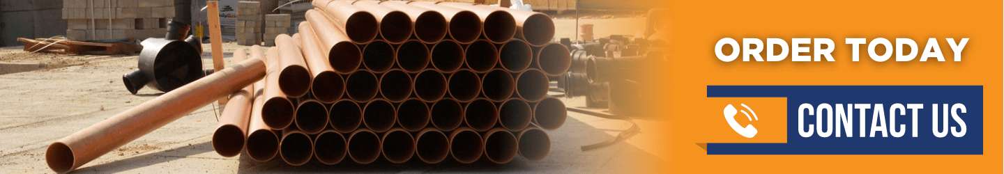 Sewer drainage pipes on a construction site