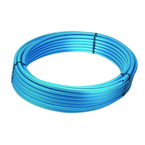 A coil of blue barrier water pipe